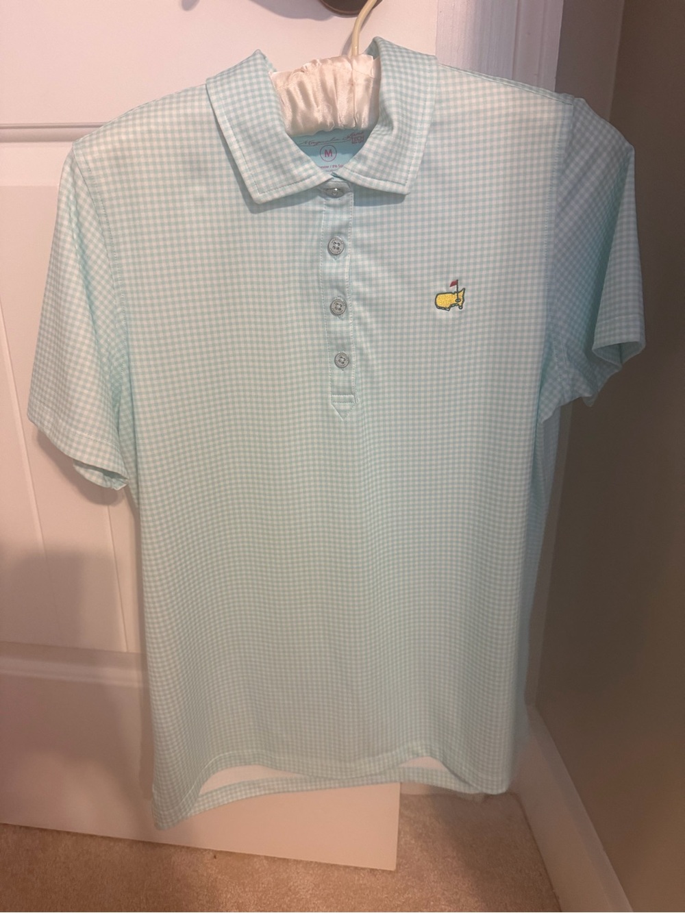 Unbranded Mint Gingham Polo with Embroidered Yellow Logo
